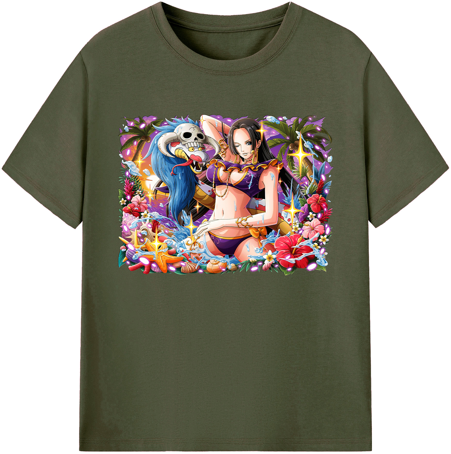 ワンピース ボア・ハンコック ONE PIECE Boa·Hancock 綿100％ メンズ半袖Tシャツ｜肌触りやわらか＆通気性